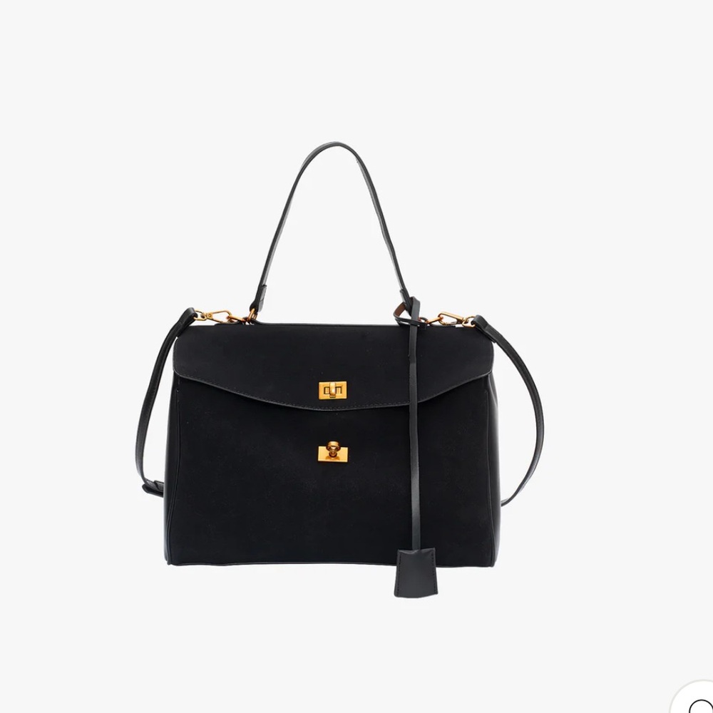 Black Camille Suede Tote